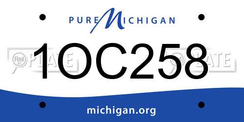 1OC258 Michigan License Plate