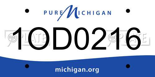 1OD0216 Michigan License Plate