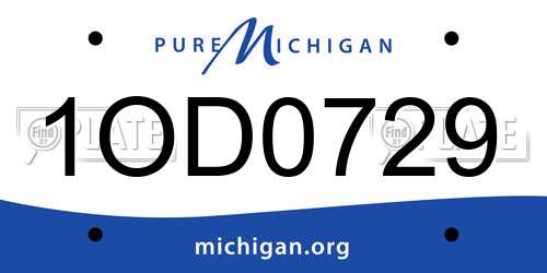 1OD0729 Michigan License Plate