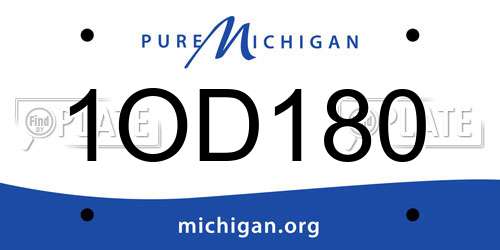 1OD180 Michigan License Plate