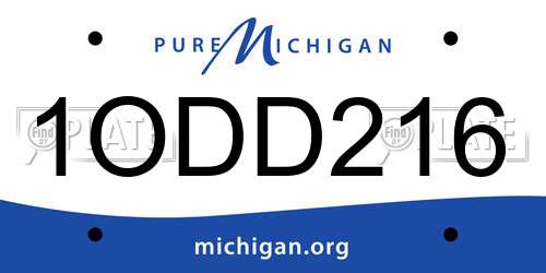 1ODD216 Michigan License Plate