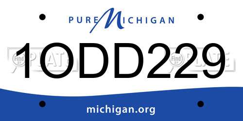 1ODD229 Michigan License Plate