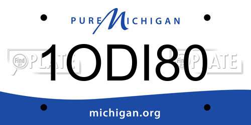 1ODI80 Michigan License Plate