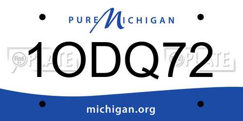 1ODQ72 Michigan License Plate