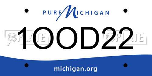 1OOD22 Michigan License Plate