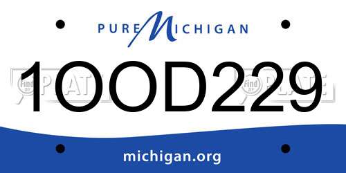 1OOD229 Michigan License Plate