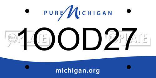 1OOD27 Michigan License Plate