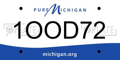 1OOD72 Michigan License Plate