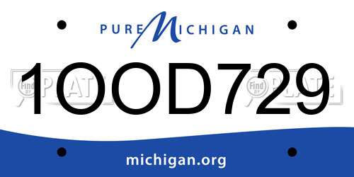 1OOD729 Michigan License Plate