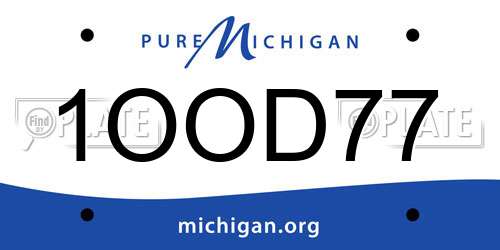1OOD77 Michigan License Plate