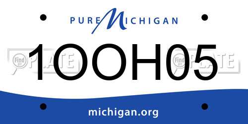 1OOH05 Michigan License Plate