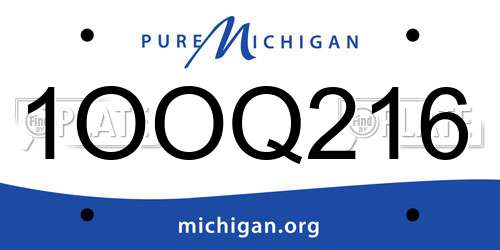 1OOQ216 Michigan License Plate