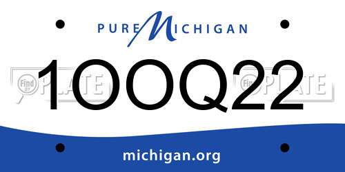 1OOQ22 Michigan License Plate