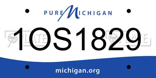 1OS1829 Michigan License Plate