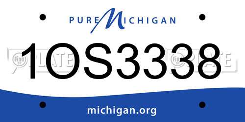 1OS3338 Michigan License Plate