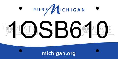 1OSB610 Michigan License Plate