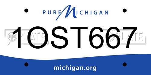 1OST667 Michigan License Plate