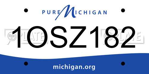 1OSZ182 Michigan License Plate