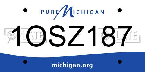 1OSZ187 Michigan License Plate