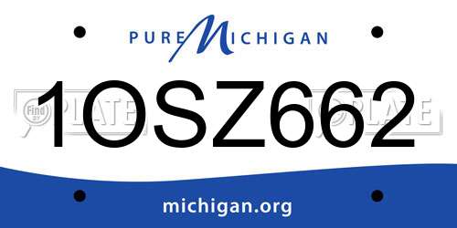 1OSZ662 Michigan License Plate