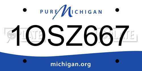 1OSZ667 Michigan License Plate