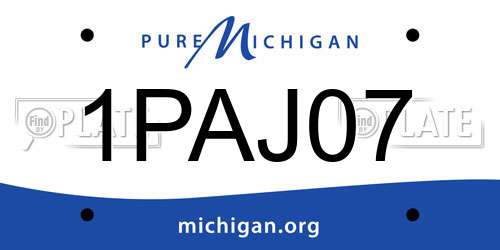 1PAJ07 Michigan License Plate