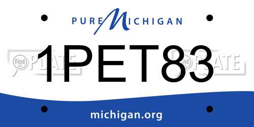 1PET83 Michigan License Plate