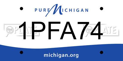 1PFA74 Michigan License Plate