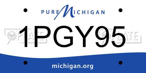 1PGY95 Michigan License Plate