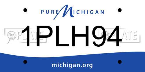 1PLH94 Michigan License Plate
