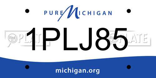 1PLJ85 Michigan License Plate