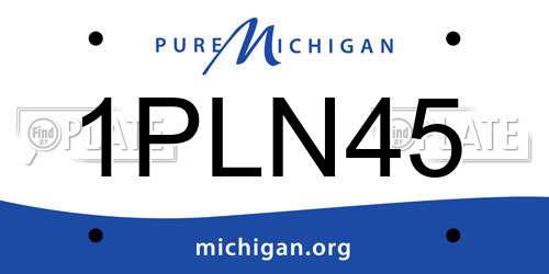 1PLN45 Michigan License Plate