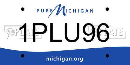 1PLU96 Michigan License Plate