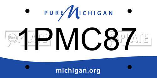 1PMC87 Michigan License Plate