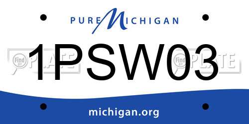 1PSW03 Michigan License Plate