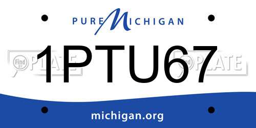 1PTU67 Michigan License Plate