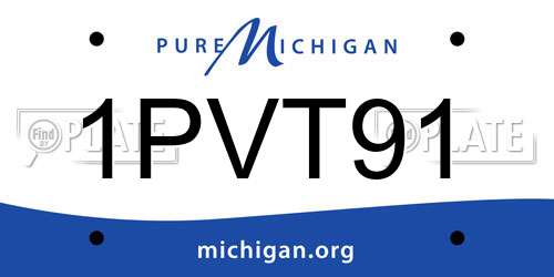 1PVT91 Michigan License Plate