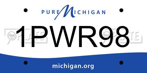 1PWR98 Michigan License Plate
