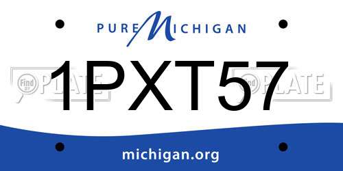 1PXT57 Michigan License Plate