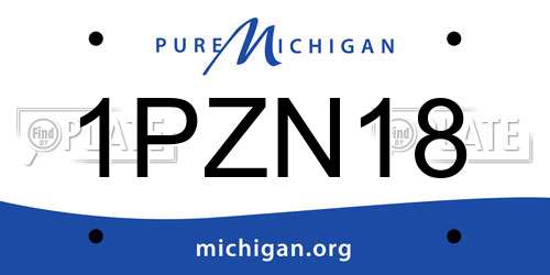 1PZN18 Michigan License Plate