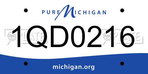 1QD0216 Michigan License Plate