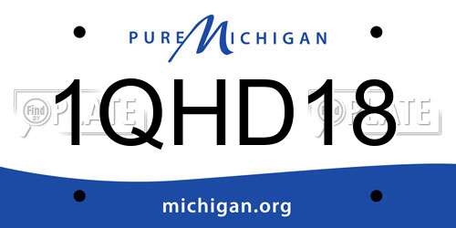 1QHD18 Michigan License Plate