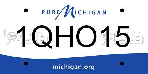 1QHO15 Michigan License Plate