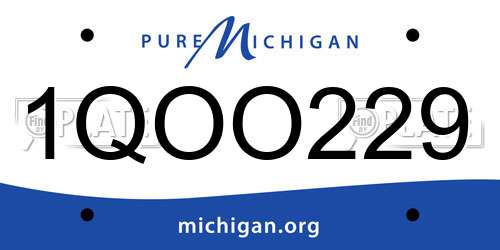 1QOO229 Michigan License Plate