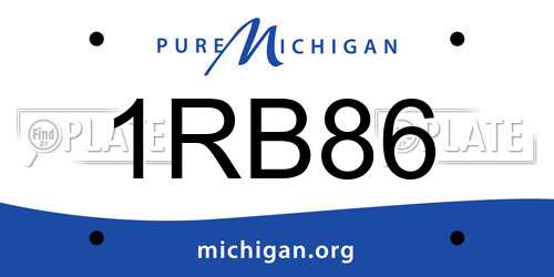 1RB86 Michigan License Plate
