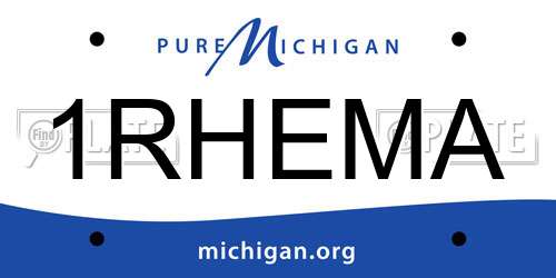 1RHEMA Michigan License Plate