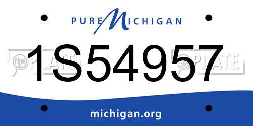 1S54957 Michigan License Plate