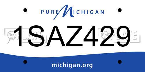 1SAZ429 Michigan License Plate