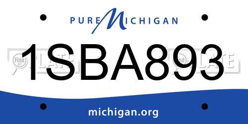 1SBA893 Michigan License Plate