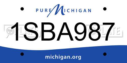1SBA987 Michigan License Plate